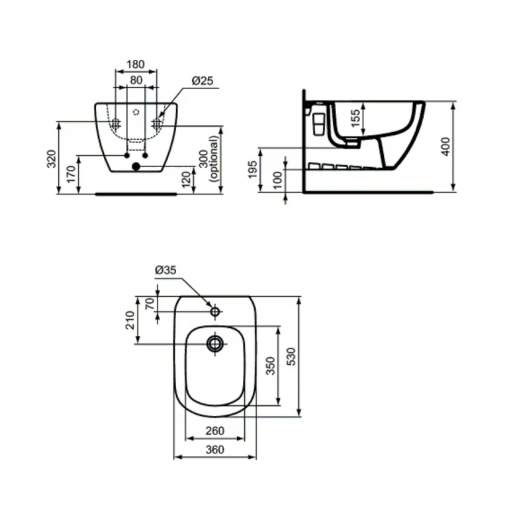 Биде подвесное Ideal Standard TESI T457001